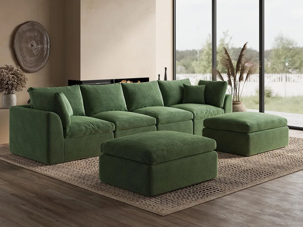 Ohllob 140" Cloud U Sectional in Green, view 2