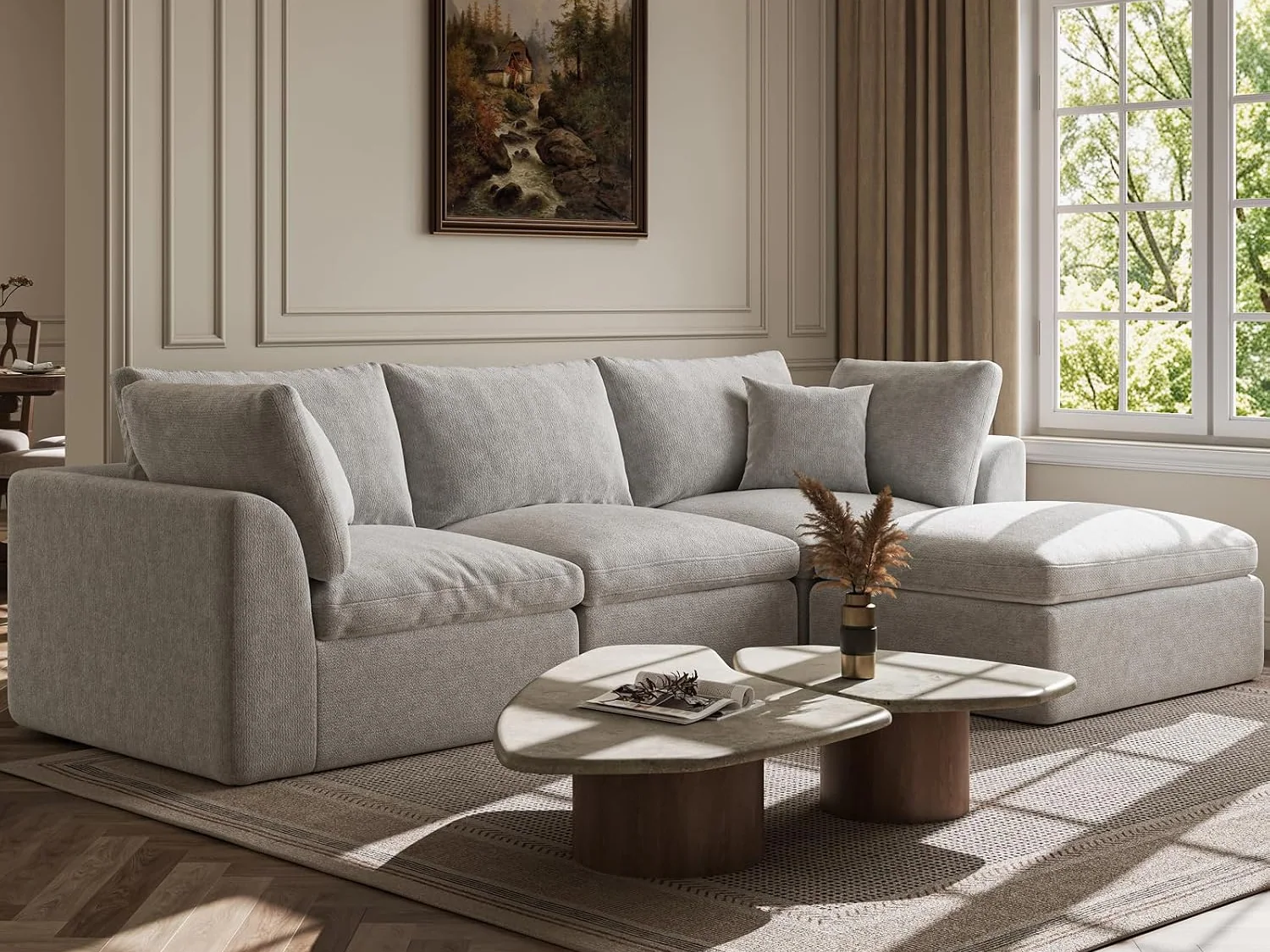 Ohllob 110" Cloud Collection Sectional in Light Grey