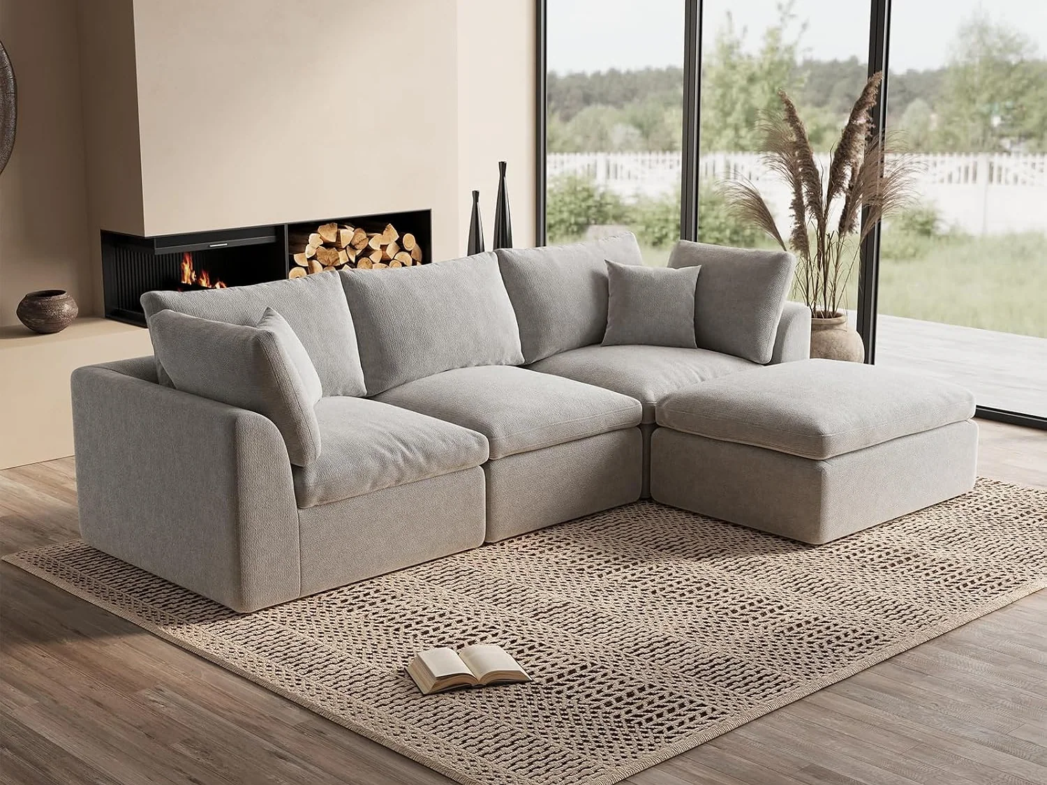 Ohllob 110" Cloud L Sectional in Light Grey