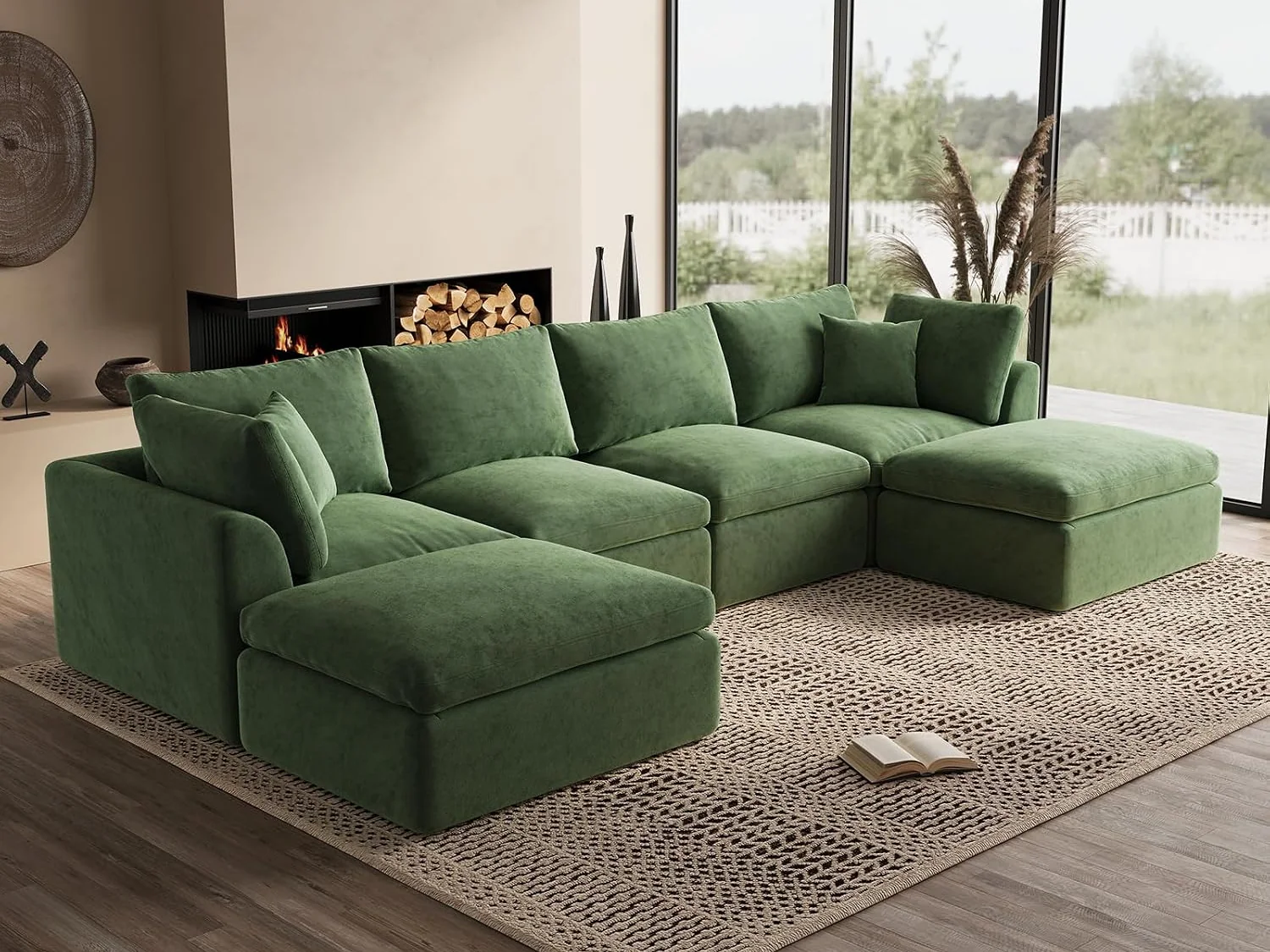 Ohllob 140" Cloud U Sectional in Green