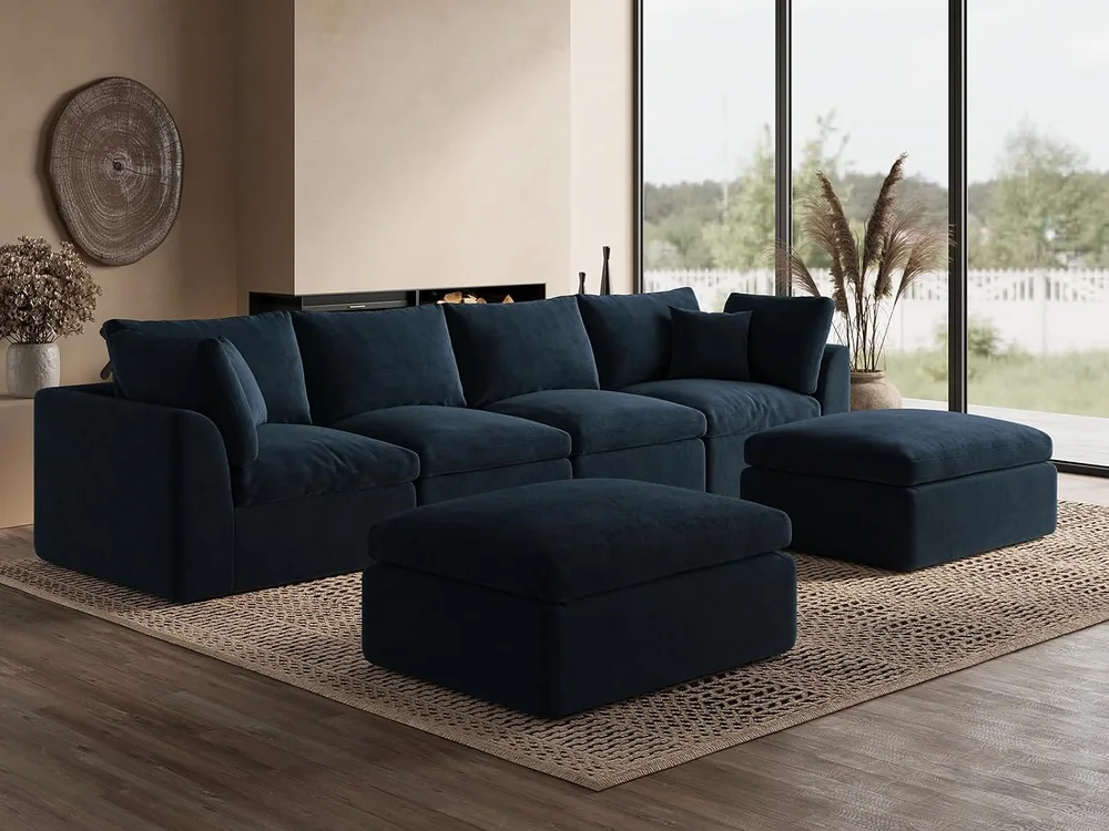 Ohllob 140" Cloud U Sectional in Dark Blue, view 2