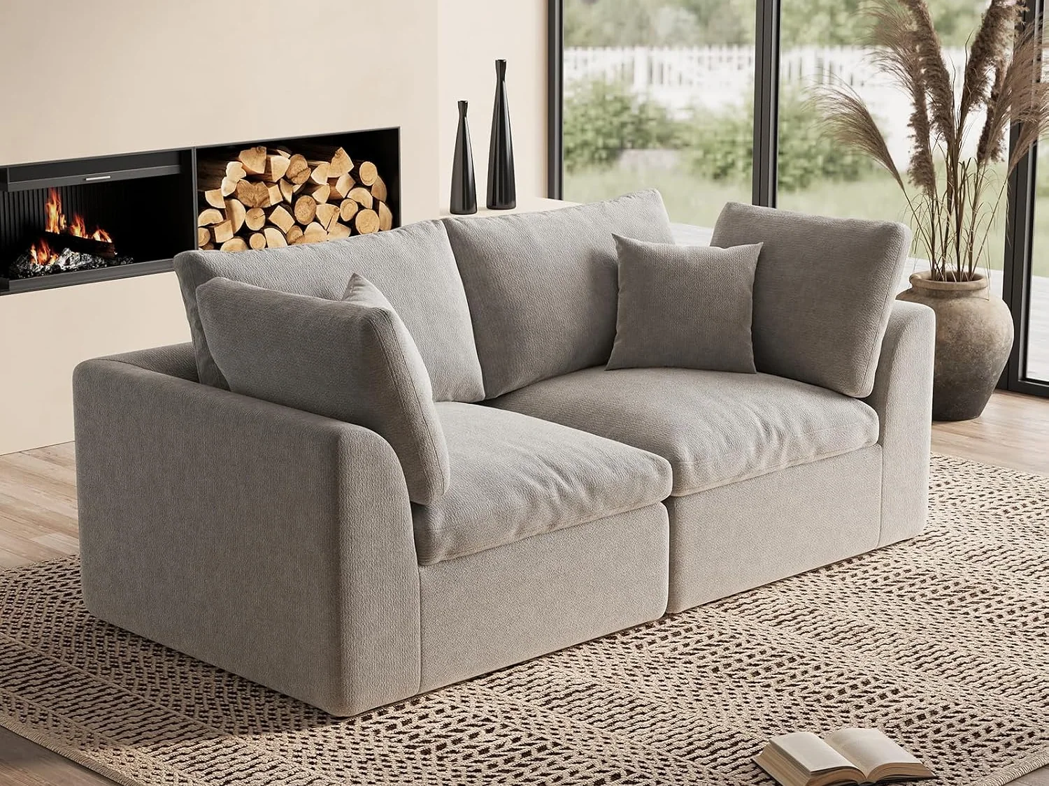Ohllob 78.9" Cloud Loveseat in Light Grey