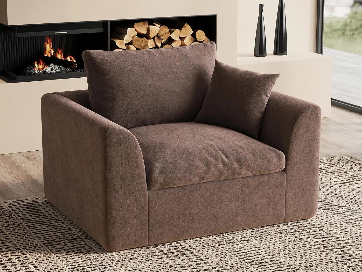 Ohllob 48.6" Cloud Single Seat in Coffee Brown