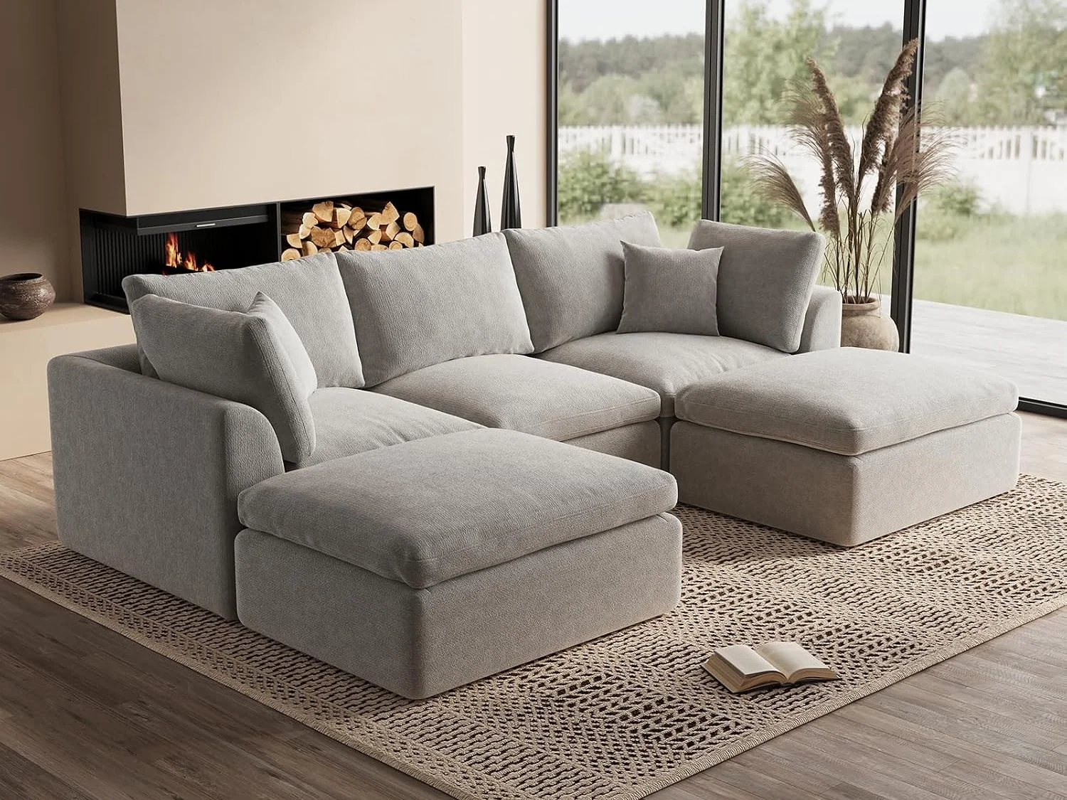 Ohllob 110" Cloud U Sectional in Light Grey