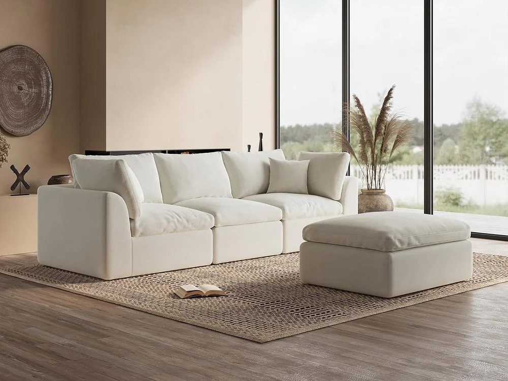 Ohllob 110" Cloud L Sectional in Warm White, view 2