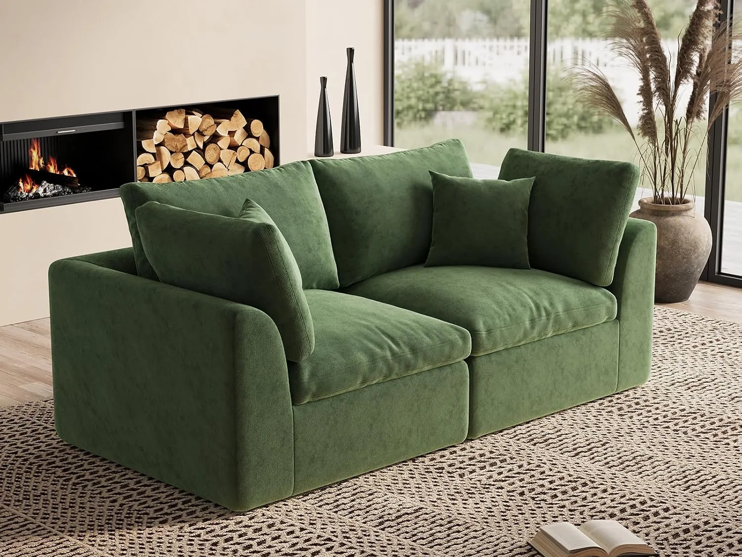 Ohllob 78.9" Cloud Loveseat in Green