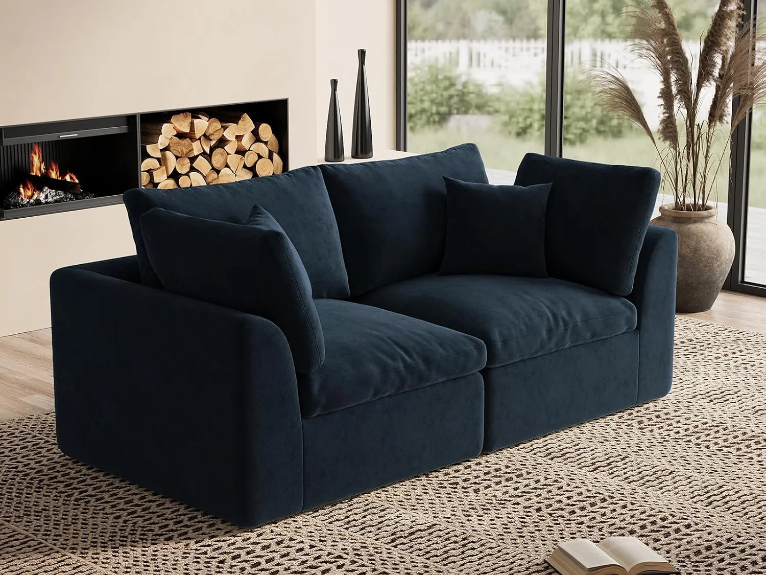 Ohllob 78.9" Cloud Loveseat in Dark Blue
