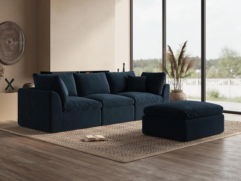 Ohllob 110" Cloud L Sectional in Dark Blue, view 2