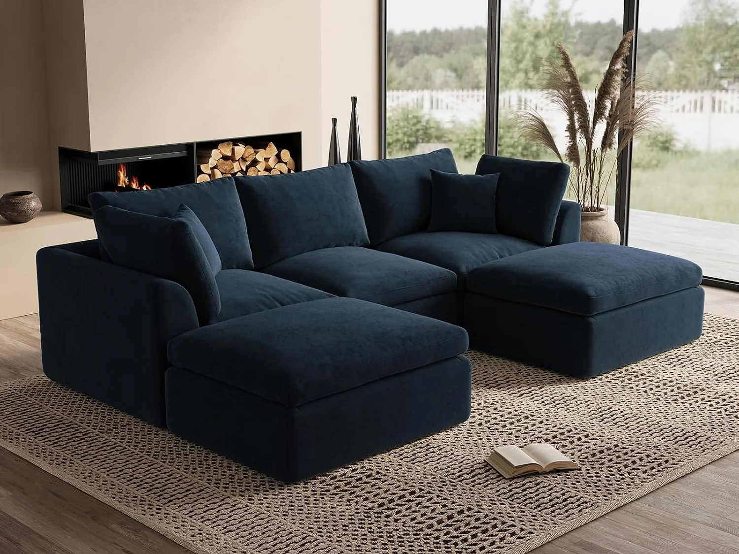 Ohllob 110" Cloud U Sectional in Dark Blue