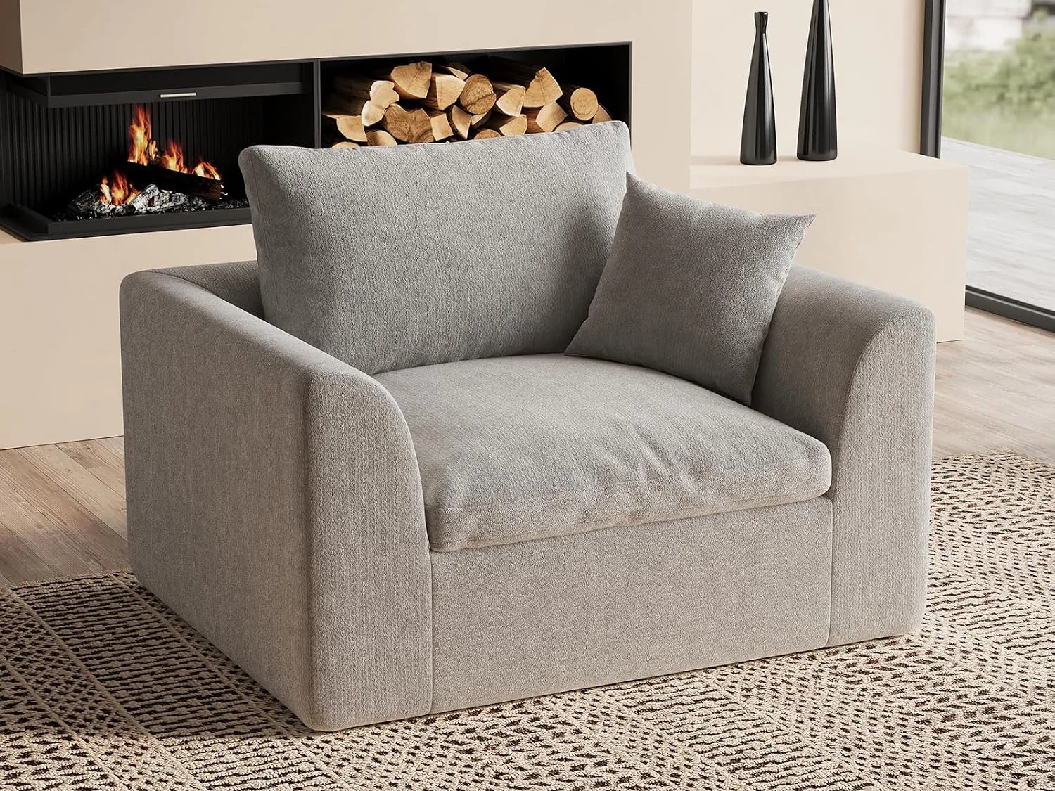 Ohllob 48.6" Cloud Single Seat in Light Grey