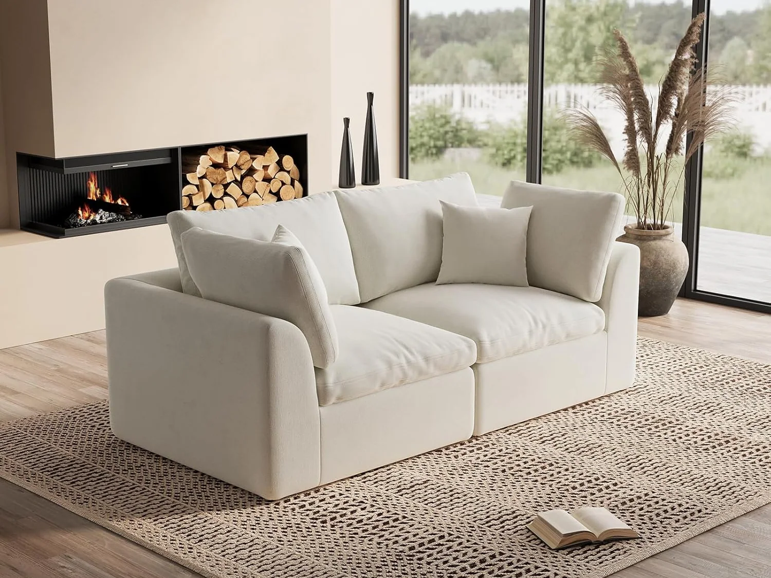 Ohllob 78.9" Cloud Loveseat in Warm White