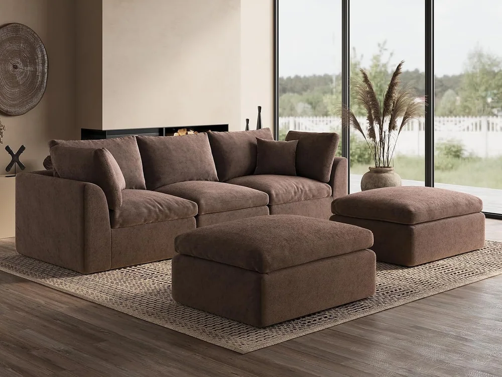 Ohllob 110" Cloud U Sectional in Coffee Brown, view 2
